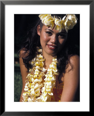 Traditional Hawaiian Dancer Poses In Wakiki Beach, Oahu, Hawaii by Richard Nowitz Pricing Limited Edition Print image