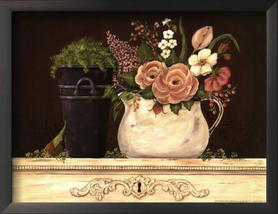 Floral W/Black Bucket by Jo Moulton Pricing Limited Edition Print image