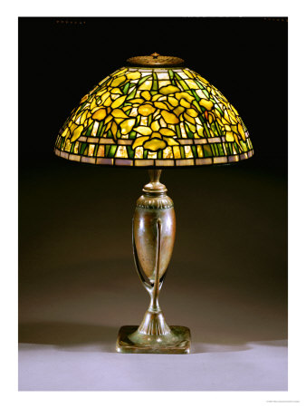 A Daffodil Leaded Glass And Bronze Table Lamp by Tiffany Studios Pricing Limited Edition Print image