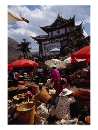 Market Day On Small Palou Island, Lake Erhai, Yunnan, China by Diana Mayfield Pricing Limited Edition Print image