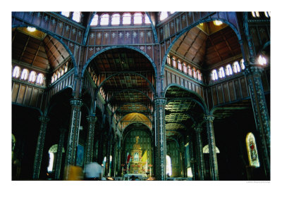 Wood-Panelled Ceilings And Stone Columns Inside Basilica Cartago, Cartago, Cartago, Costa Rica by Eric Wheater Pricing Limited Edition Print image