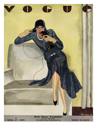 Vogue Cover - April 1929 by Pierre Mourgue Pricing Limited Edition Print image