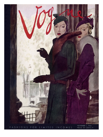 Vogue Cover - November 1933 by Pierre Mourgue Pricing Limited Edition Print image