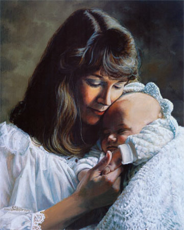 Mother And Baby In White by Sheri Doty Pricing Limited Edition Print image