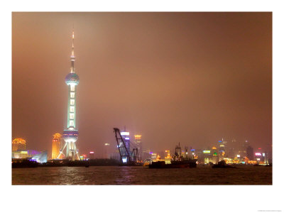 View Of Oriental Pearl Tv Tower And Shipyard, Shanghai, China by Keren Su Pricing Limited Edition Print image