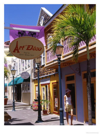 Old Street Of Philipsburg, St. Martin, Caribbean by Greg Johnston Pricing Limited Edition Print image