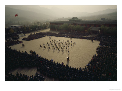 Students At The Ta Gou Academy In Shaolin Demonstrate Kung Fu Skills by Eightfish Pricing Limited Edition Print image