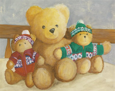Bears With Red And Blue Sweaters by Catherine Becquer Pricing Limited Edition Print image