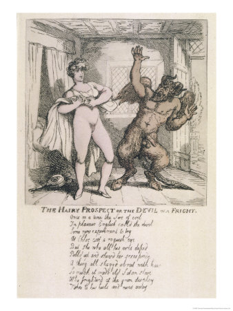 The Devil Seeks To Tempt A Lady But Is Frightened Away When She Challenges Him By Revealing Herself by Thomas Rowlandson Pricing Limited Edition Print image
