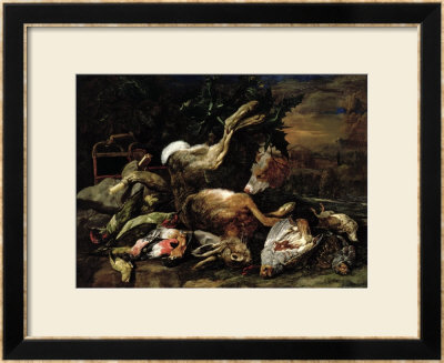 Still Life With A Hare, Song Birds And A Bird Net With A Spaniel Beyond by Jan Fyt Pricing Limited Edition Print image
