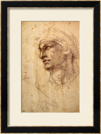 Study Of A Head (Charcoal) Inv.1895/9/15/498 (W.1) by Michelangelo Buonarroti Pricing Limited Edition Print image