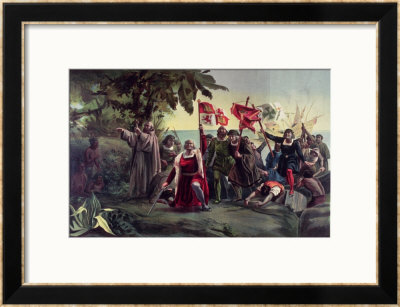 The First Landing Of Columbus On The Shores Of The New World At San Salvador by Discoro Téofilo De La Puebla Pricing Limited Edition Print image