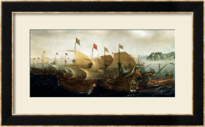 A Sea Action, Possibly The Battle Of Cadiz, 1596 by Hendrick Cornelisz. Vroom Pricing Limited Edition Print image