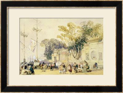 Village Square In The Bay Of Hong Kong, Plate 5 From Sketches Of China by Auguste Borget Pricing Limited Edition Print image