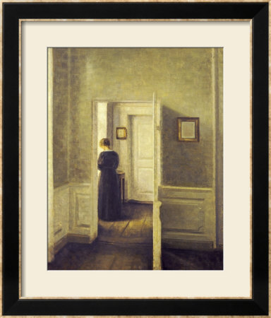 An Interior With A Woman, Painted In 1913 by Vilhelm Hammershoi Pricing Limited Edition Print image