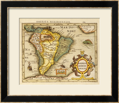 Hand Colored Engraved Map Of South America, 1610 by Gerardus Mercator Pricing Limited Edition Print image