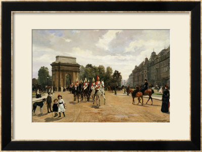 The Life Guards Passing Hyde Park Corner, London, Circa 1886 by Felippo Baratti Pricing Limited Edition Print image