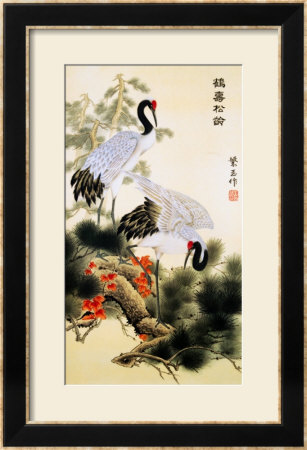 Cranes And Pine Tree by Fangyu Meng Pricing Limited Edition Print image