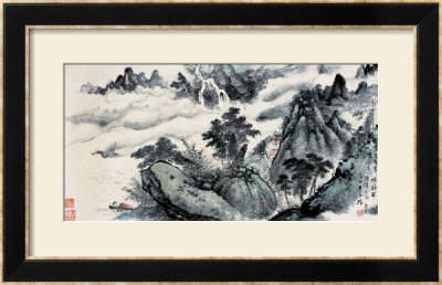 Pine Trees And Waterfalls by Yongsun Huang Pricing Limited Edition Print image