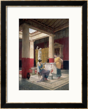 Maidens In A Classical Interior, 1879 by Luigi Bazzani Pricing Limited Edition Print image