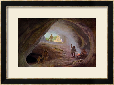 Cavemen During The Ice Age, After A Sketch By Professor Klaatsch, Late 19Th Century by W. Kranz Pricing Limited Edition Print image