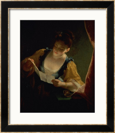 Young Woman Reading A Letter by Jean Raoux Pricing Limited Edition Print image