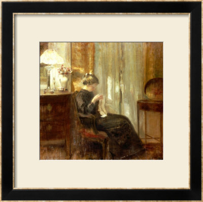 A Woman Sewing In An Interior by Carl Holsoe Pricing Limited Edition Print image
