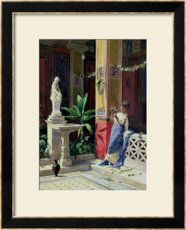 In A Courtyard In Pompeii by Luigi Bazzani Pricing Limited Edition Print image