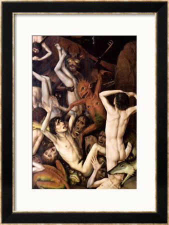Hell, Detail Of A Demon Hitting The Damned, Circa 1450 by Dieric Bouts Pricing Limited Edition Print image