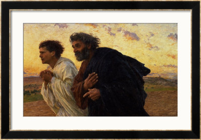 The Disciples Peter And John Running To The Sepulchre On Morning Of Resurrection, Circa 1898 by Eugene Burnand Pricing Limited Edition Print image