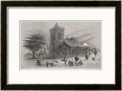 North Berwick Witches: Dr. Fian And Companions Fly Round A Church As They Confess To King James Vi by F. Armytage Pricing Limited Edition Print image