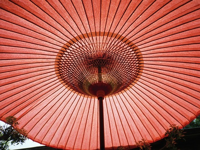 A Red Paper Umbrella From Below by Jim Green Pricing Limited Edition Print image