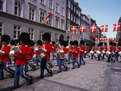 Marching Band In Procession, Copenhagen, Denmark by Wayne Walton Pricing Limited Edition Print image