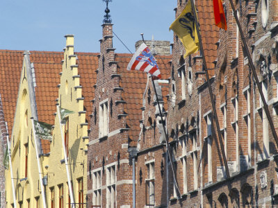 Typical Rooftops In Oude Burg Street, Bruges, Flanders, Belgium by Brigitte Bott Pricing Limited Edition Print image