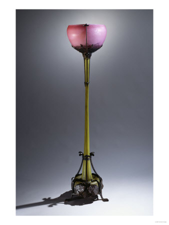 An Important And Rare Glass And Wrought-Iron Flower Form Floor Lamp, Circa 1900 by Franz Arthur Bischoff Pricing Limited Edition Print image