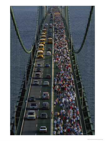 Annual Labor Day Bridge Walk Across The Mackinac Bridge, St. Ignace, Michigan by Phil Schermeister Pricing Limited Edition Print image