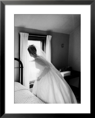 Bride Prepares For Wedding, In Traditional White Gown, 19Th Century Wedding Dress by Michael Rougier Pricing Limited Edition Print image