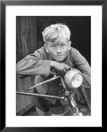 Close Up Of Village Boy Posing With His Bicycle by Walter Sanders Pricing Limited Edition Print image
