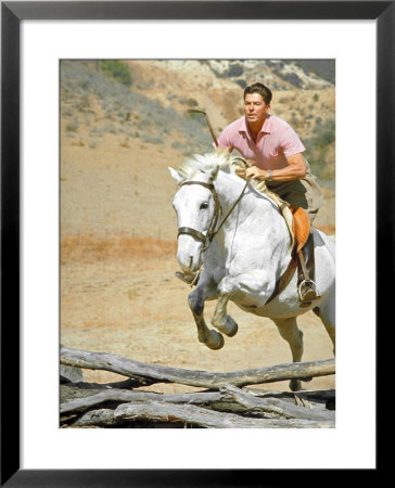 California Governor Candidate Ronald Reagan Riding Horse At Home On Ranch by Bill Ray Pricing Limited Edition Print image