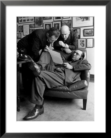 Press Agent Steve Hannagan On Phone As Assist. Joe Copps And Larry Smits Listen To His Conversation by Alfred Eisenstaedt Pricing Limited Edition Print image