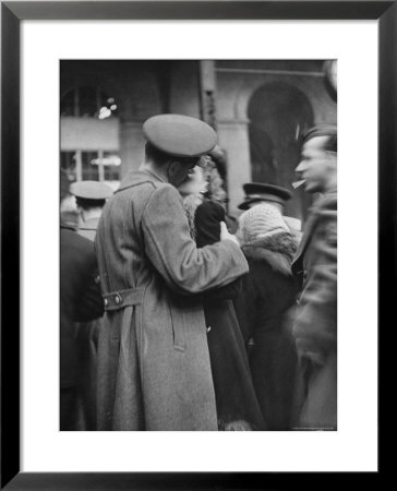 Soldier Passionately Kissing His Girlfriend While Saying Goodbye In Pennsylvania Station by Alfred Eisenstaedt Pricing Limited Edition Print image
