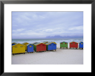 Beach Huts, Muizenberg, Near Cape Town, Cape Peninsula, South Africa by Fraser Hall Pricing Limited Edition Print image