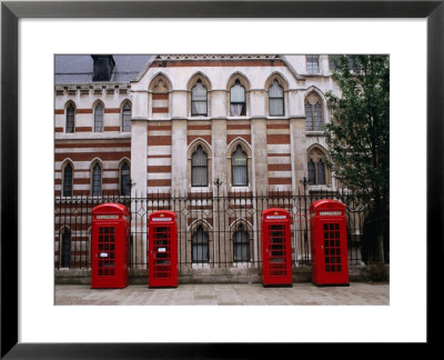 Red Telephone Boxes Outside Building Near The Inns Of Court, London, United Kingdom by Rick Gerharter Pricing Limited Edition Print image