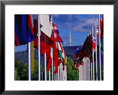 International Flag Display At Commonwealth Place And Telstra Tower On Black Mountain by Richard I'anson Pricing Limited Edition Print image