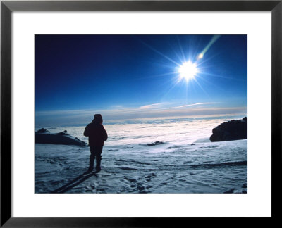 Climber Watches The Midnight Sun Set From High Camp On Denali, Alaska by Bill Hatcher Pricing Limited Edition Print image