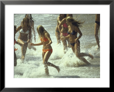 Bikini Clad Teens Frolicking In Surf At Beach by Co Rentmeester Pricing Limited Edition Print image