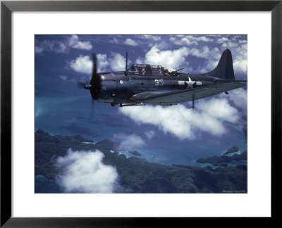 Us Navy Sbd Dauntless In Flight During Palau Islands Air Raid Attack by J. R. Eyerman Pricing Limited Edition Print image