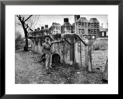 Pentecostal Zealot Harrison Mayes Standing With Religious Signs Made And Posted by Carl Mydans Pricing Limited Edition Print image