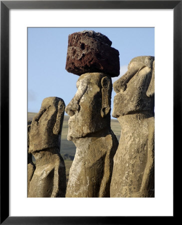 Three Of The Fifteen Huge Moai Statues, Ahu Tongariki, Easter Island, Chile by De Mann Jean-Pierre Pricing Limited Edition Print image