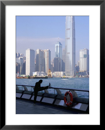 Morning Exercise, Victoria Harbour And Two Ifc Tower, Hong Kong, China by Amanda Hall Pricing Limited Edition Print image
